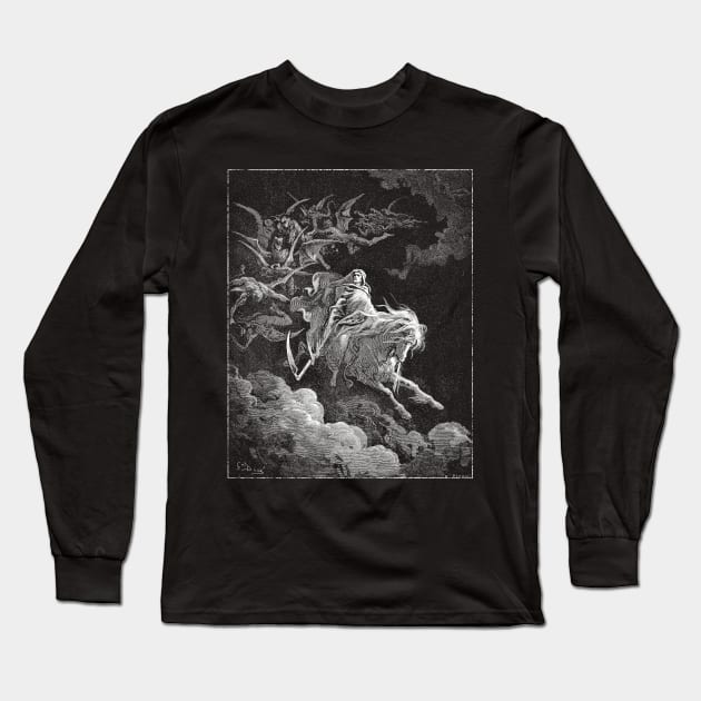 Death on the Pale Horse dark art (Gustave Doré) Long Sleeve T-Shirt by Artilo